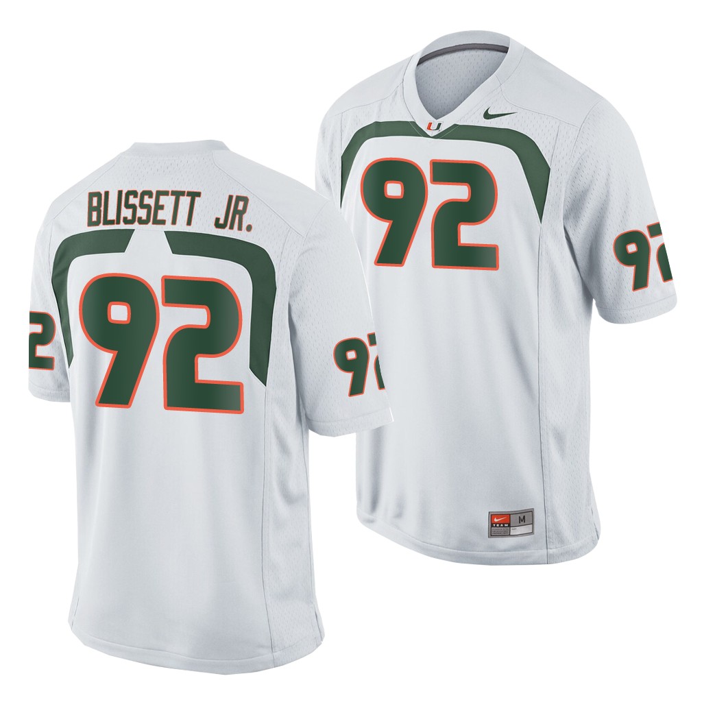 Miami Hurricanes Jason Blissett Jr. White Game College Jersey 35YU2GXV