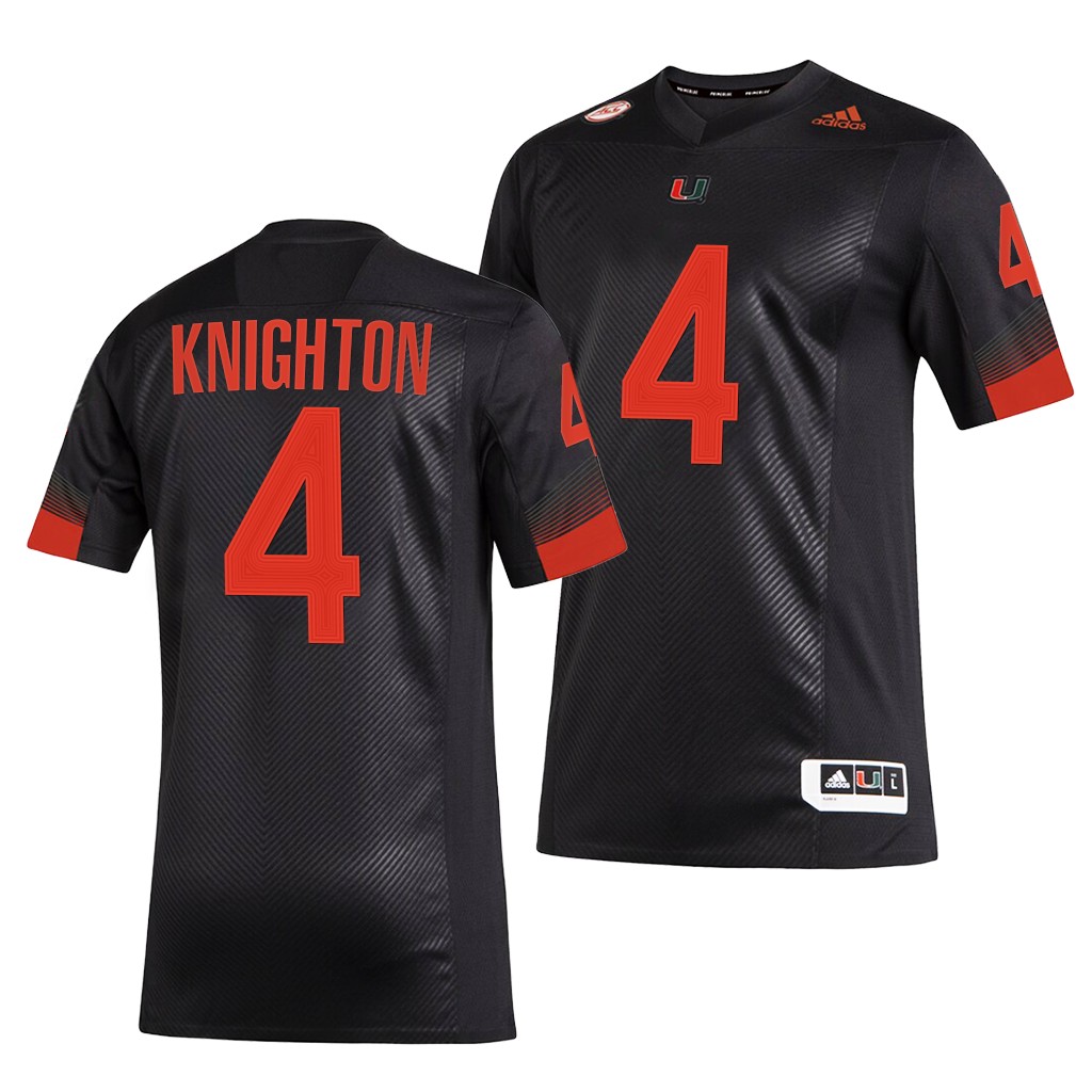 Miami Hurricanes Jaylan Knighton 4 Black -22 Miami Nights 2.0 Premier Strategy Jersey Men 7WAVKGXV