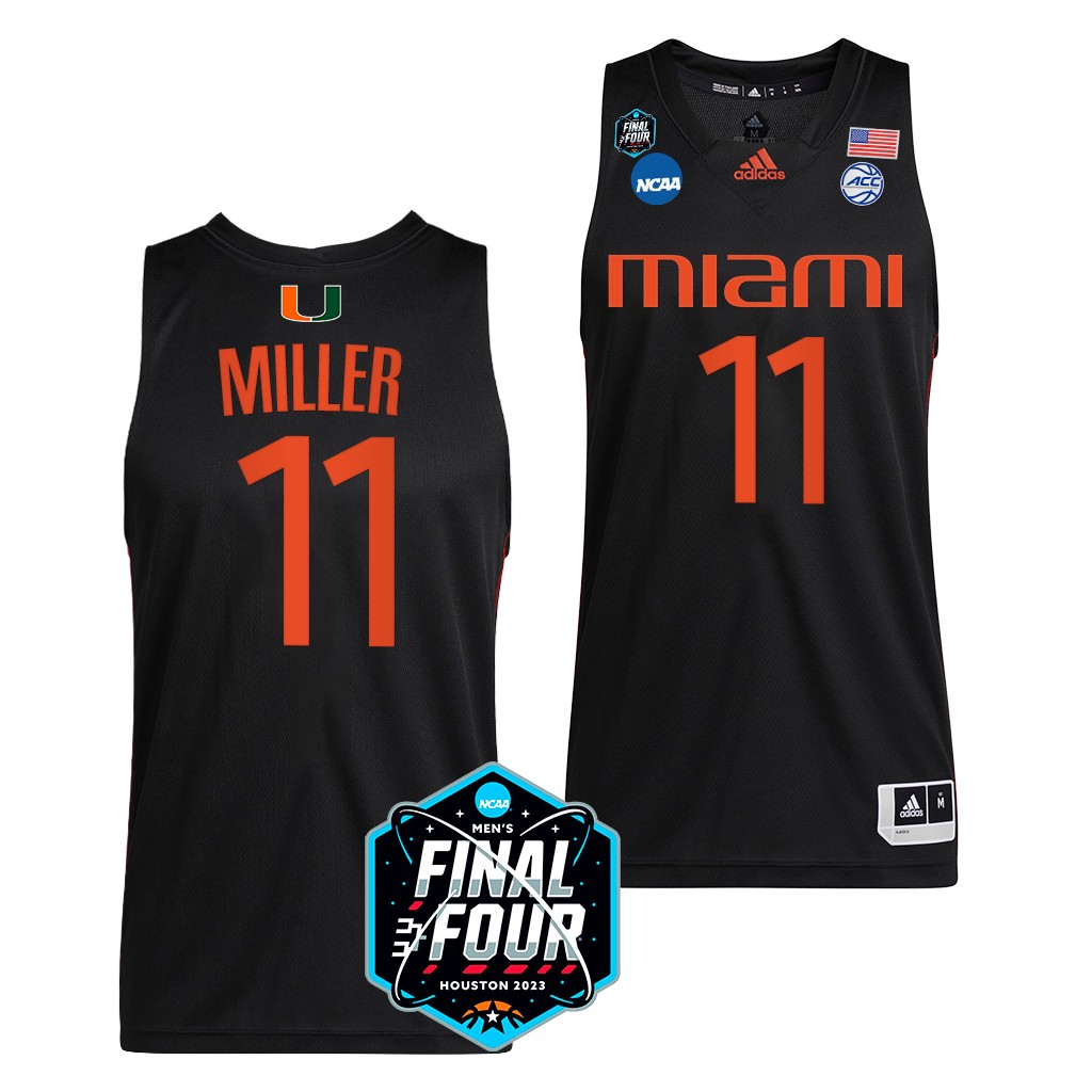 Miami Hurricanes Jordan Miller Final Four Mens Jersey Black #11 YH6RZGXV