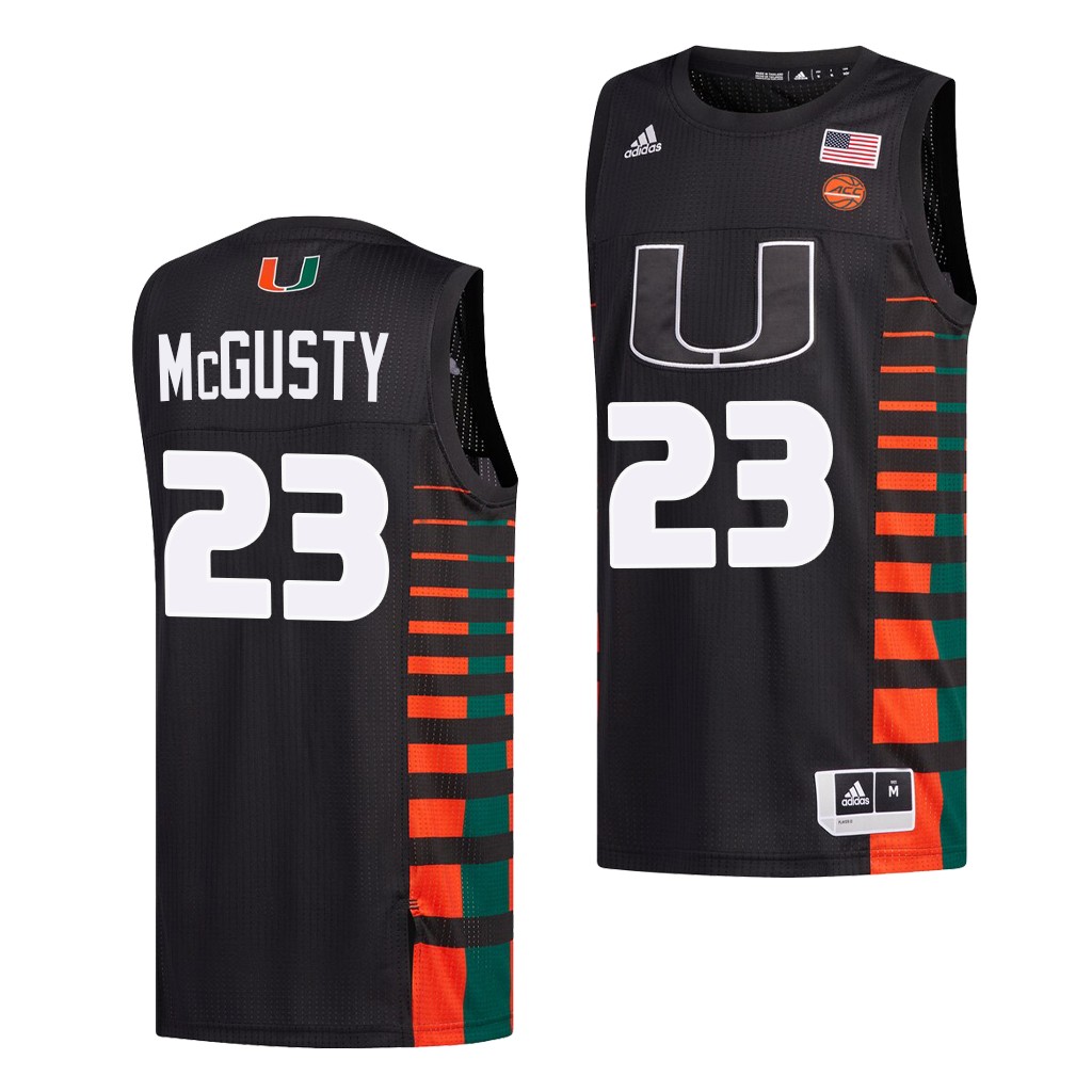 Miami Hurricanes Kameron McGusty #23 Black College uniform Jersey VRLECGXV