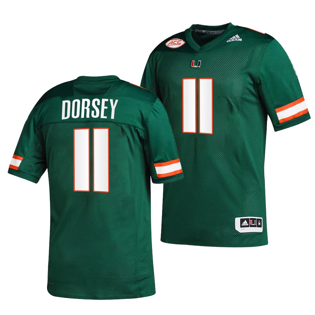 Miami Hurricanes Ken Dorsey 11 Jersey Green 2001 The greatest college team Uniform H1PCCGXV