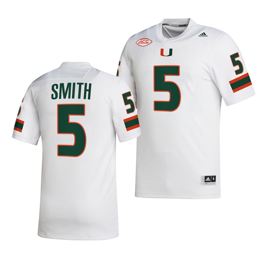 Miami Hurricanes Key'Shawn Smith Jersey 2022-23 College White #5 NIL Shirt SRTYHGXV