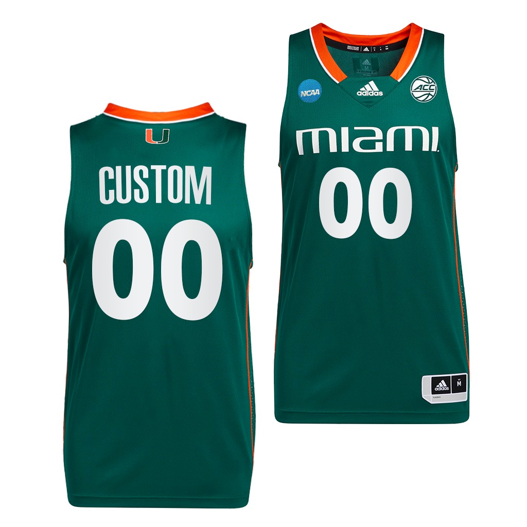 Miami Hurricanes March Madness Custom 00 Green Mens Jersey Men XVRCYGXV