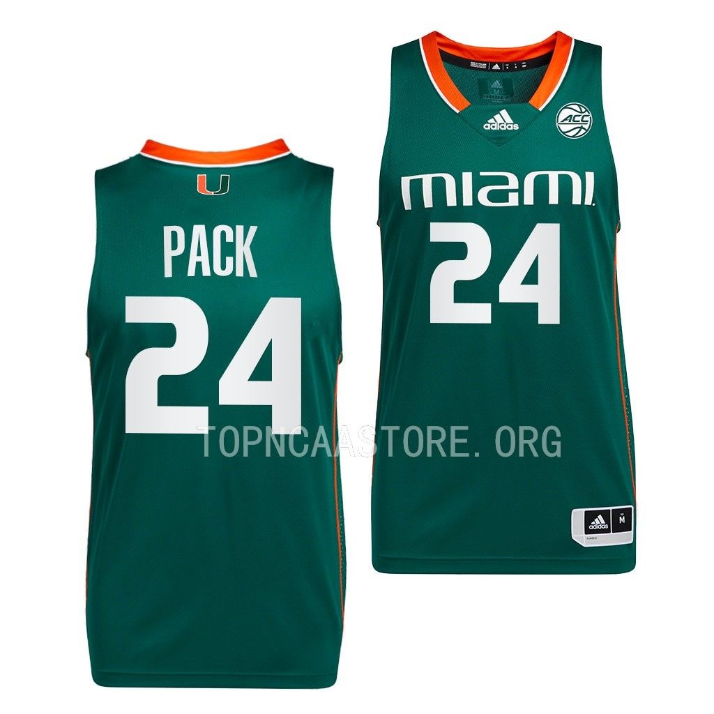Miami Hurricanes Nijel Pack Green #24 Jersey Away RYAMSGXV