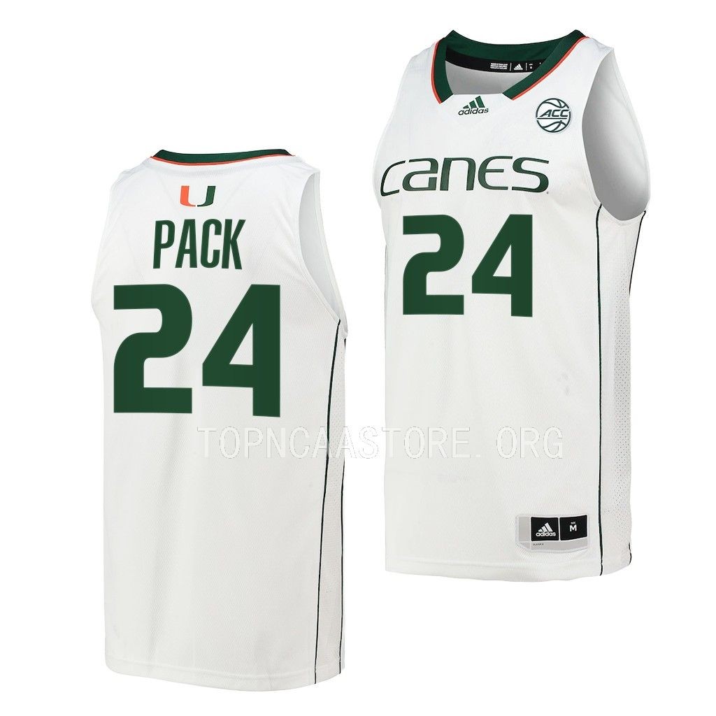 Miami Hurricanes Nijel Pack White #24 Jersey Home HTJRZGXV
