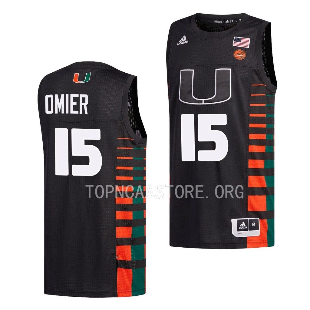 Miami Hurricanes Norchad Omier Black #15 Jersey College SSPKTGXV