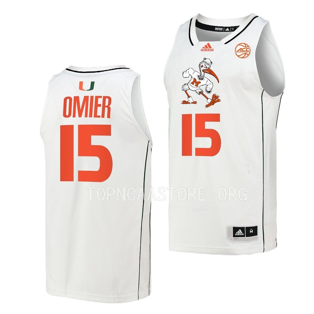 Miami Hurricanes Norchad Omier White #15 Jersey College CFJJPGXV
