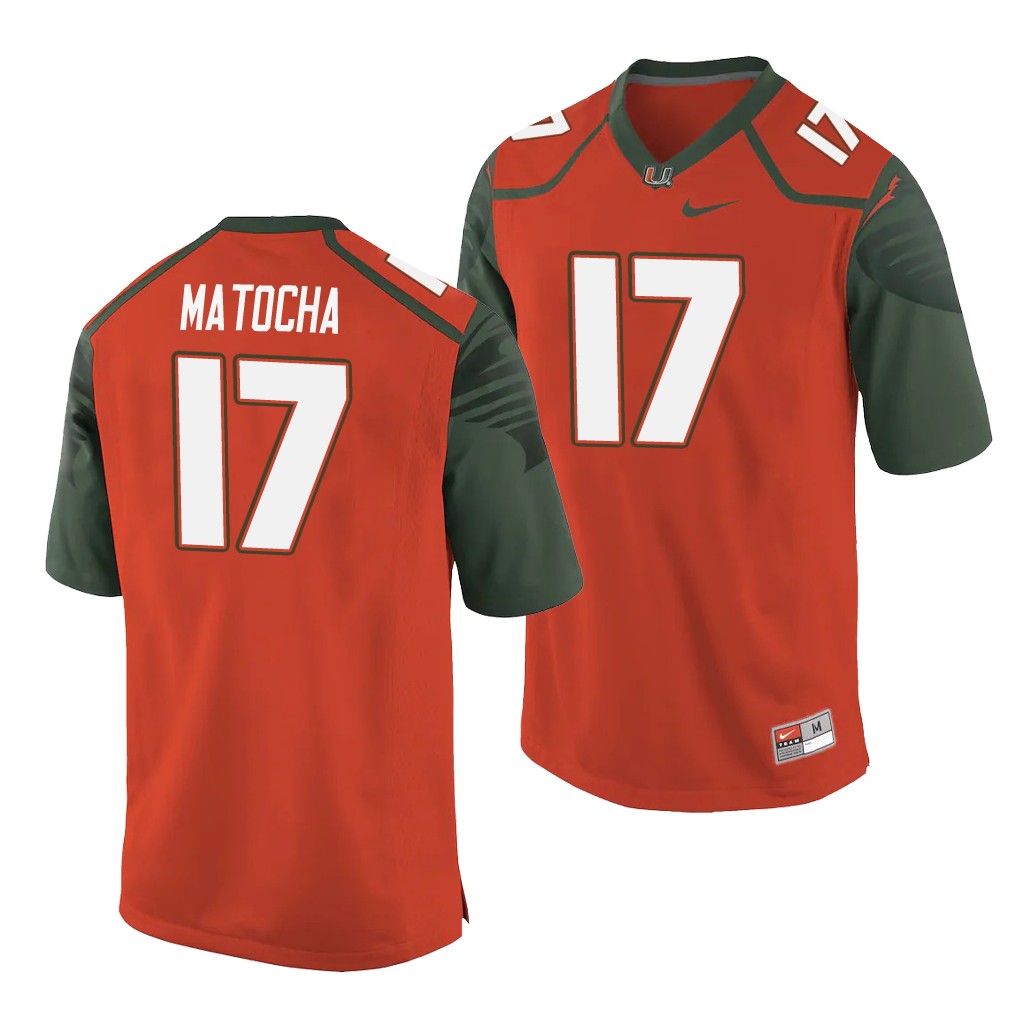 Miami Hurricanes Peyton Matocha Orange College Jersey YOF4CGXV