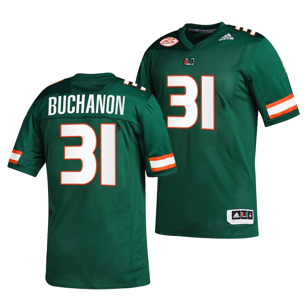 Miami Hurricanes Phillip Buchanon 31 Jersey Green 2001 The greatest college team Uniform ZAZFQGXV