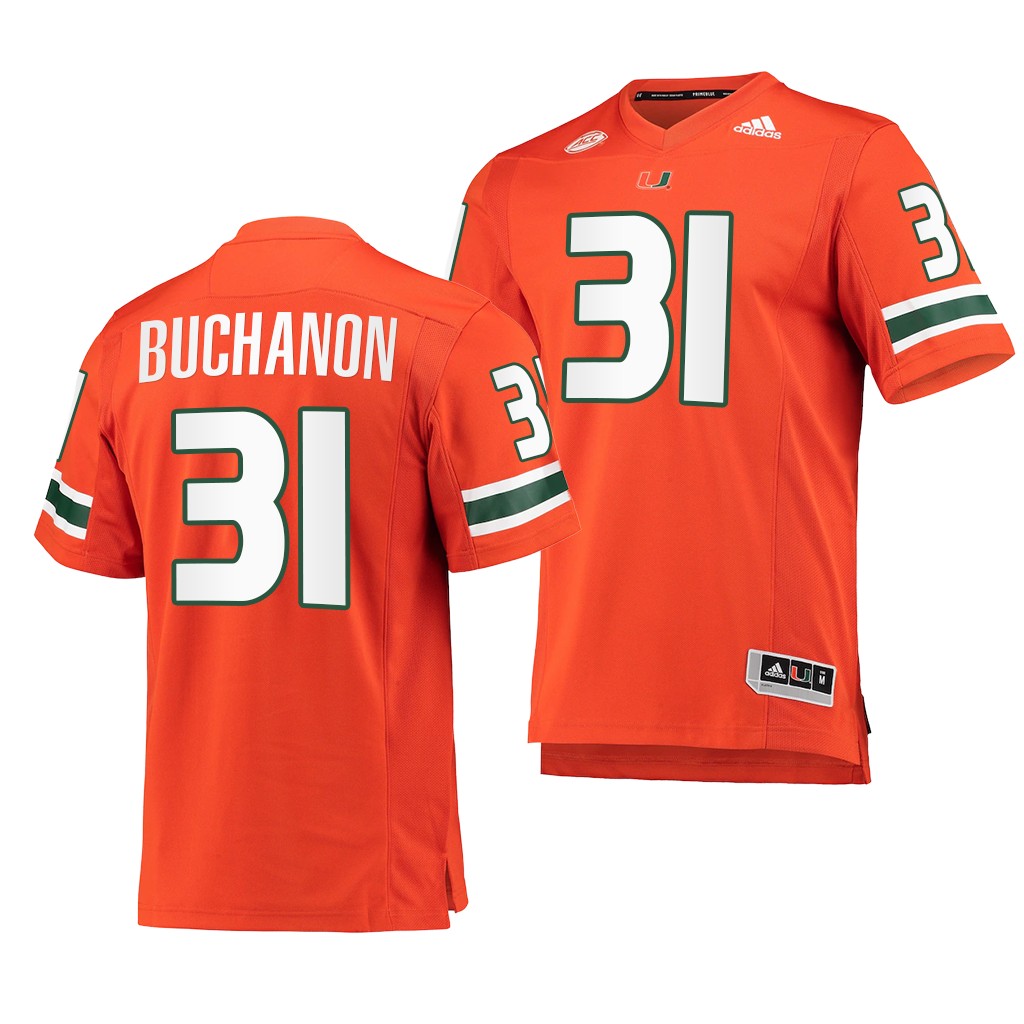 Miami Hurricanes Phillip Buchanon 31 Jersey Orange 2001 The Goat Team Uniform HYHYQGXV