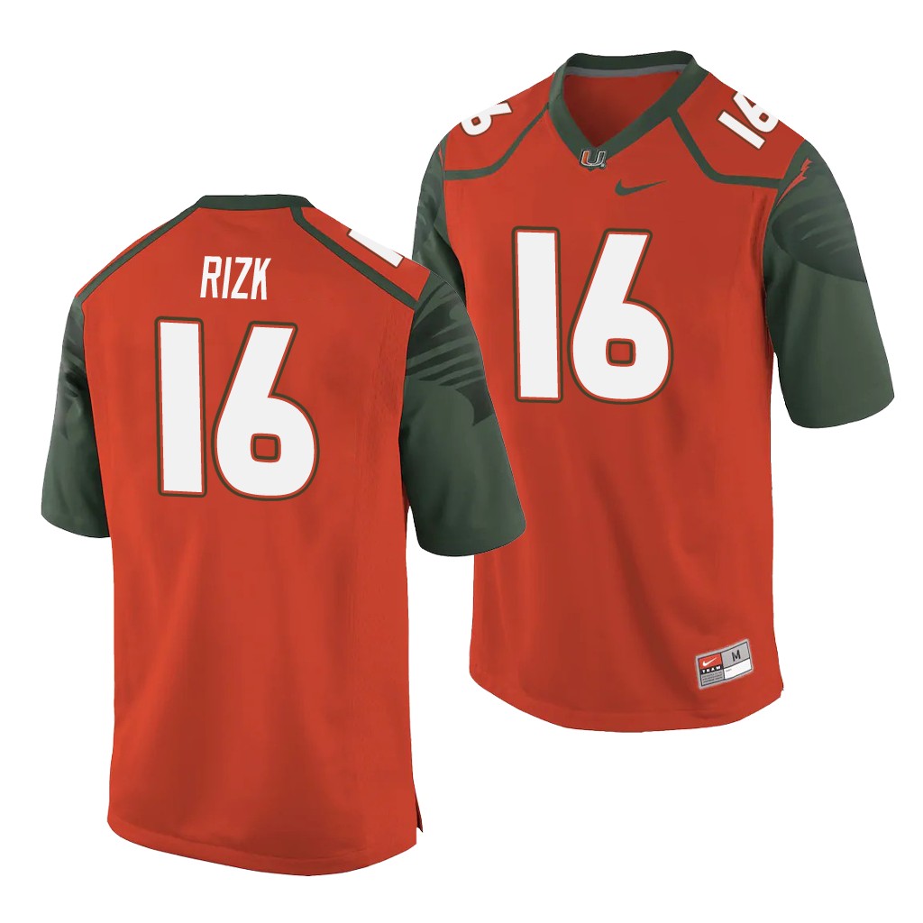 Miami Hurricanes Ryan Rizk Orange College Jersey X0SFLGXV