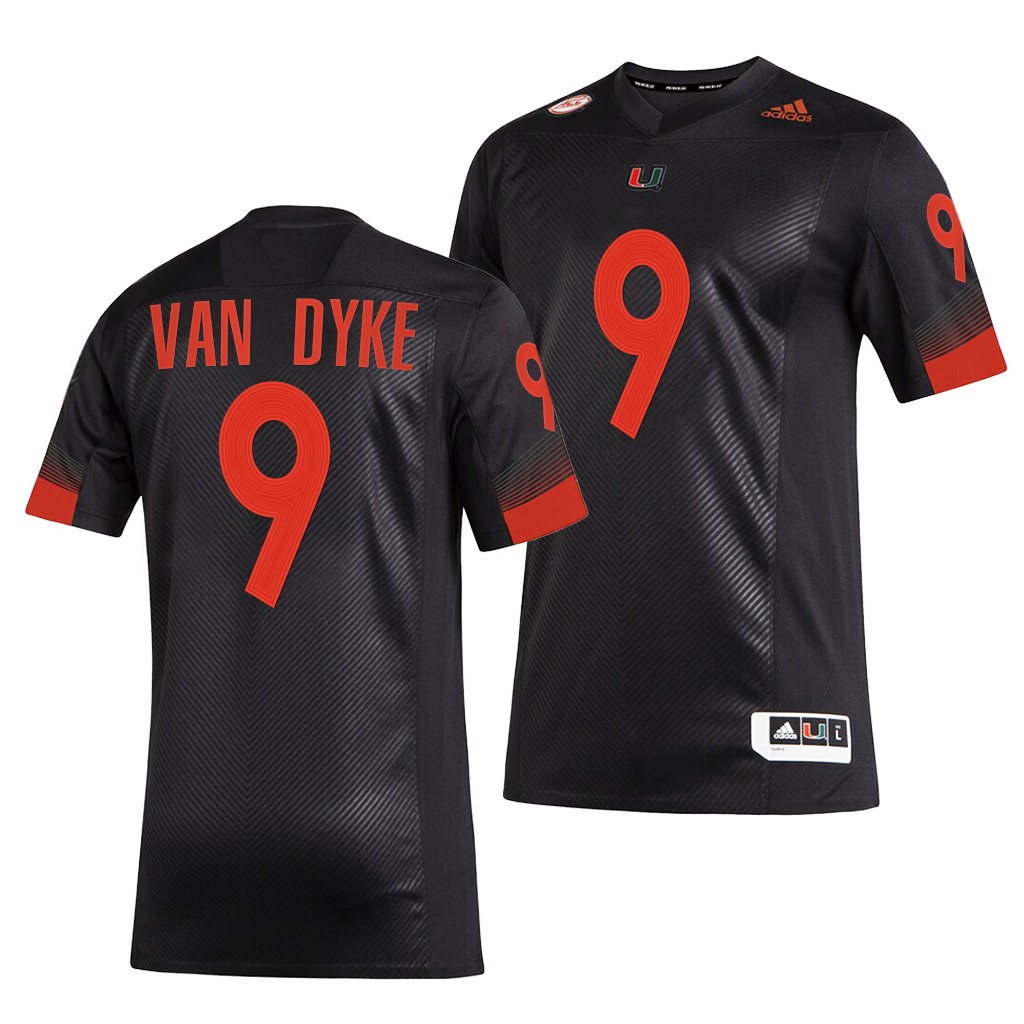 Miami Hurricanes Tyler Van Dyke 9 Black -22 Miami Nights 2.0 Premier Strategy Jersey Men WDQW8GXV