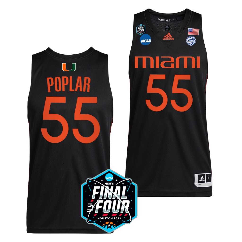 Miami Hurricanes Wooga Poplar Final Four Mens Jersey Black #55 HI3HIGXV