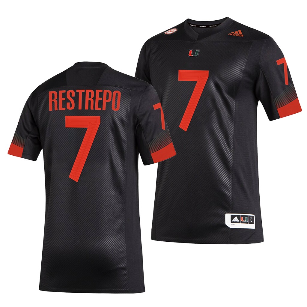 Miami Hurricanes Xavier Restrepo 7 Black -22 Miami Nights 2.0 Premier Strategy Jersey Men BKUNWGXV