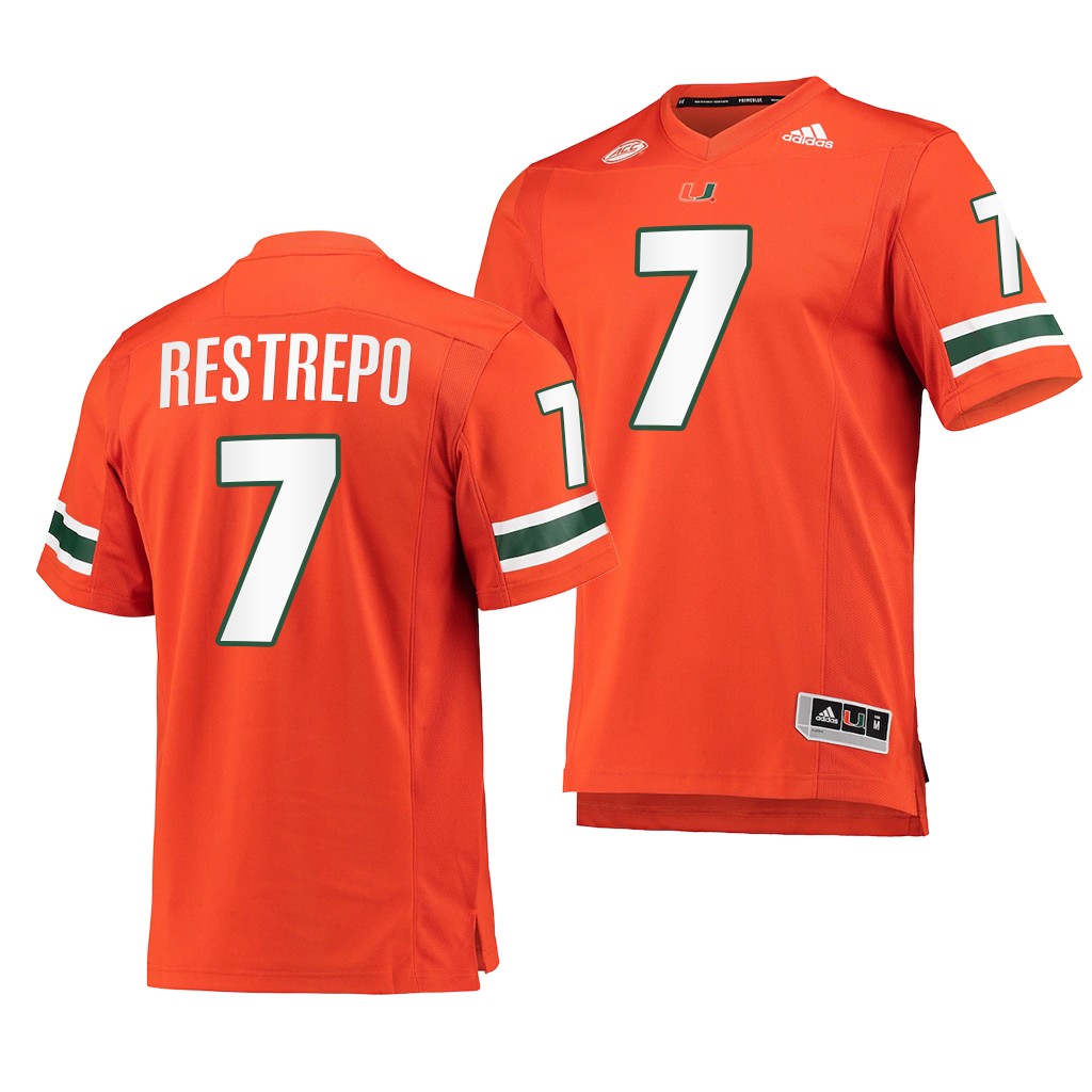 Miami Hurricanes Xavier Restrepo 7 Orange -22 College Premier Jersey Men D1EP0GXV