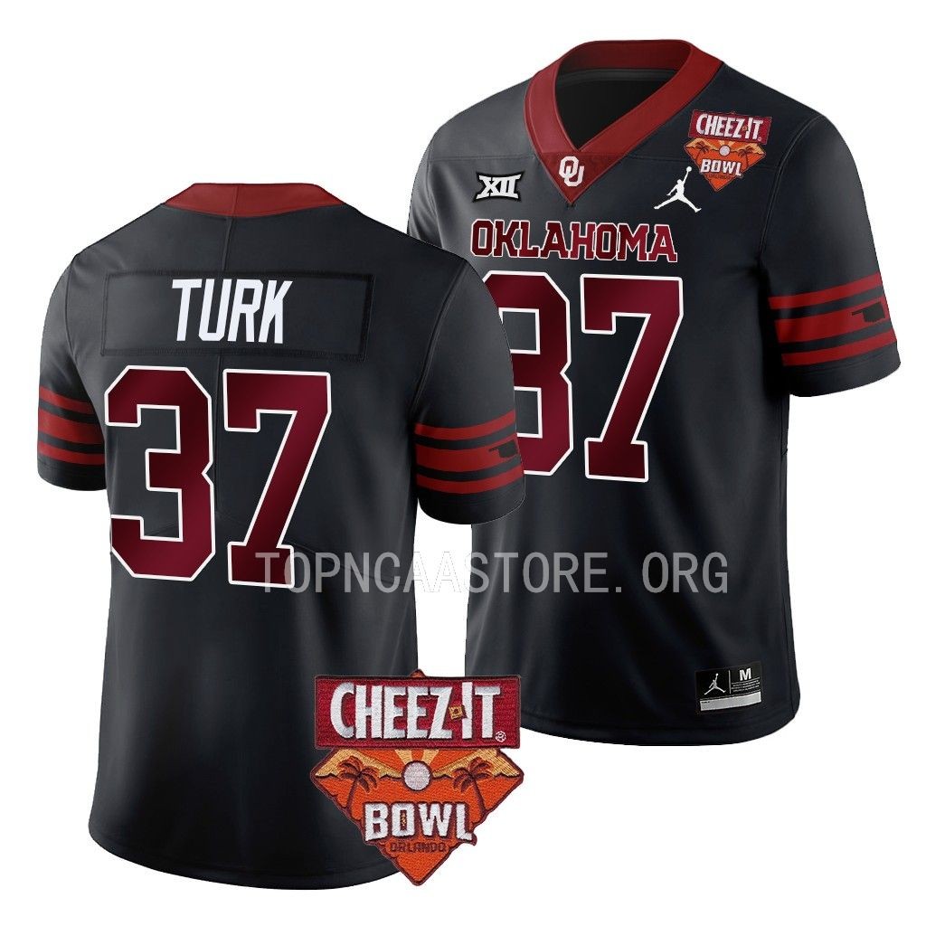 Michael Turk Oklahoma Sooners Cheez-It Bowl #37 Jersey Black College Uniform RBH0AGXV
