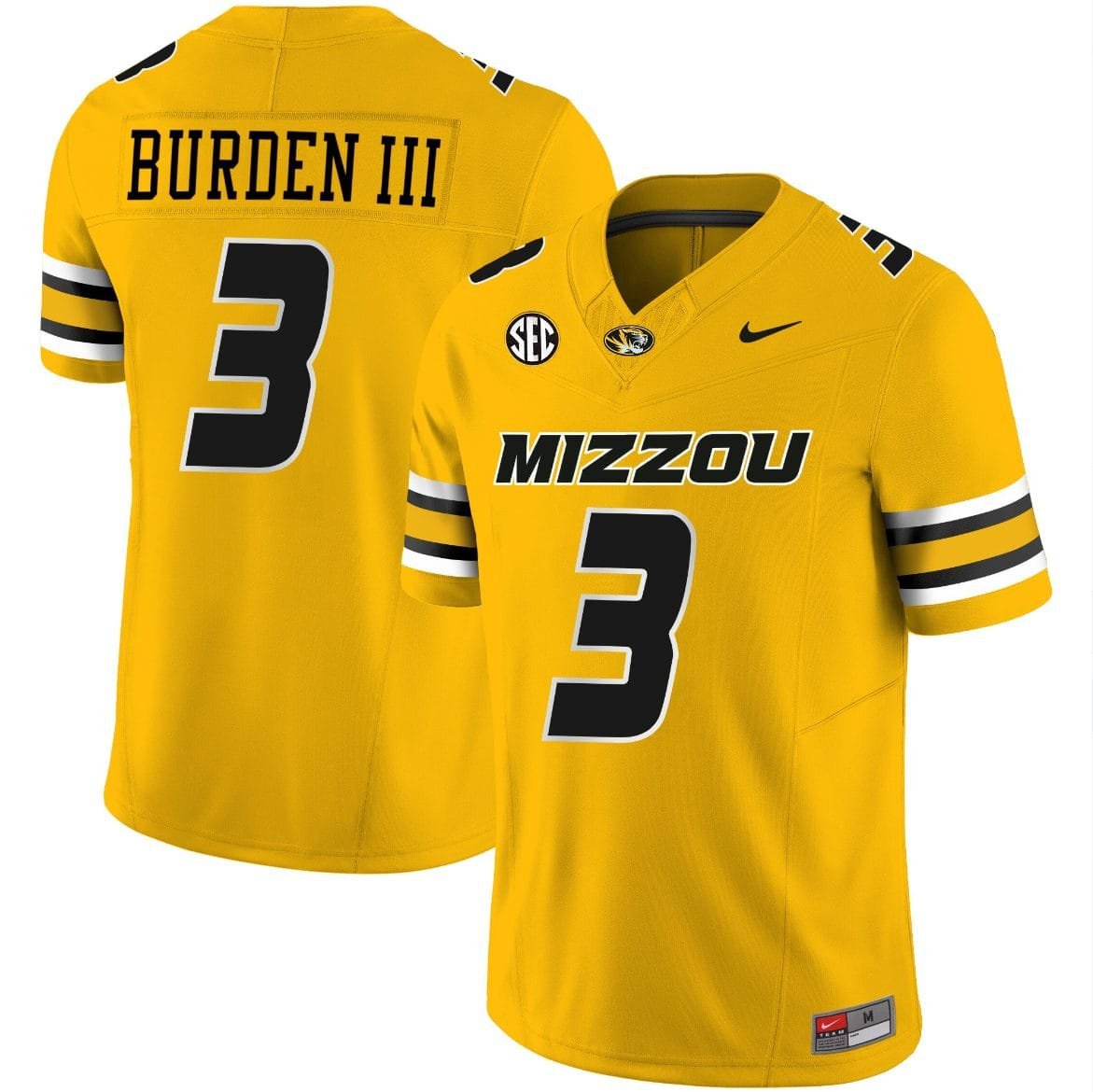 Missouri Tigers #3 Luther Burden III Jersey Yellow College Football Stitched 2024 T7QA1GXV