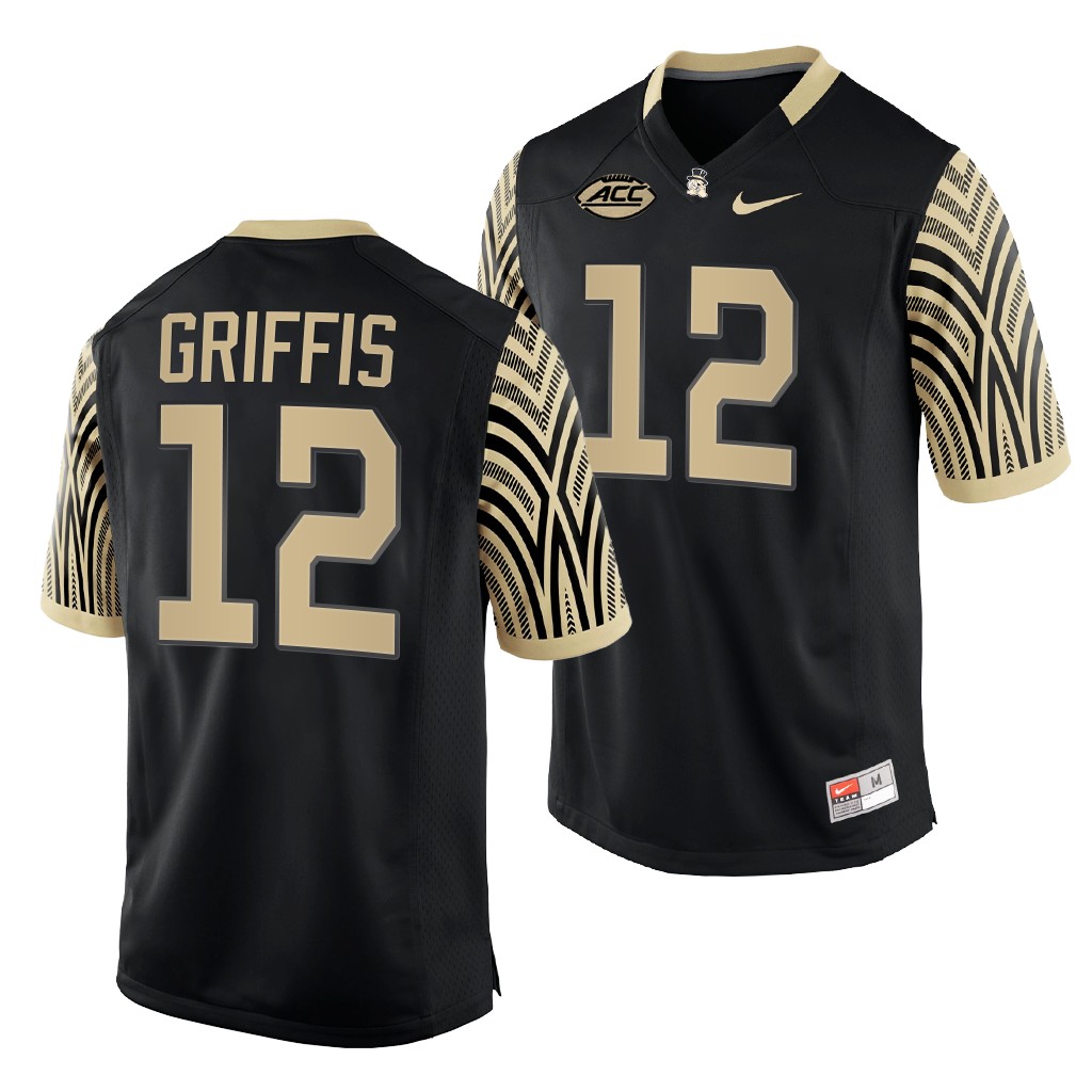 Mitch Griffis Wake Forest Demon Deacons #12 Black Jersey 2022-23 College Uniform UQHVTGXV