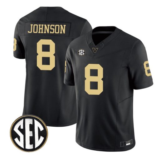 Nate Johnson Jersey #8 Vanderbilt Commodores College Football Stitched Black FJCUGGXV