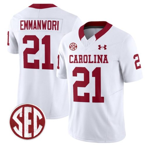 Nick Emmanwori Jersey #21 South Carolina Gamecocks Football 1980 Throwback Vapor SEC Patch White DEKFEGXV