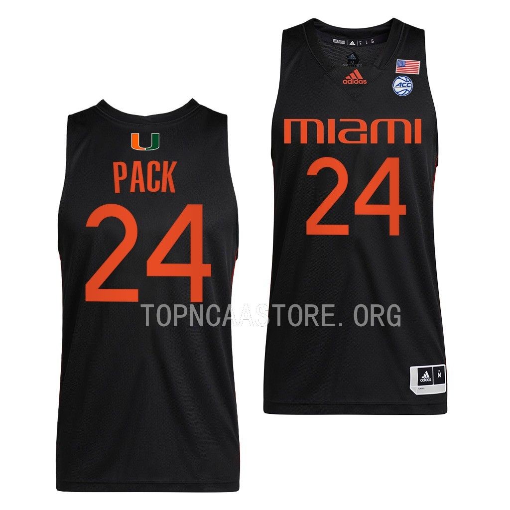 Nijel Pack #24 Miami Hurricanes Alternate Jersey Black WTCBOGXV