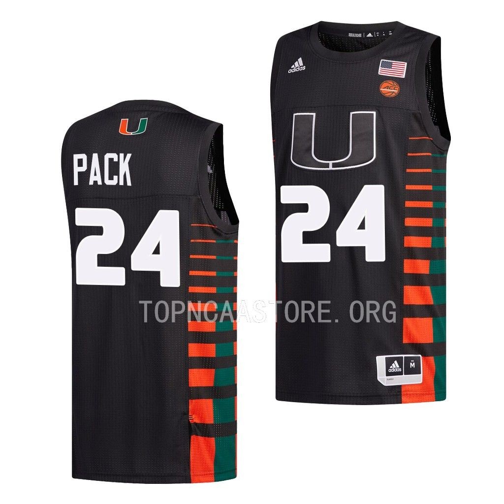 Nijel Pack #24 Miami Hurricanes College Jersey Black PLRRWGXV