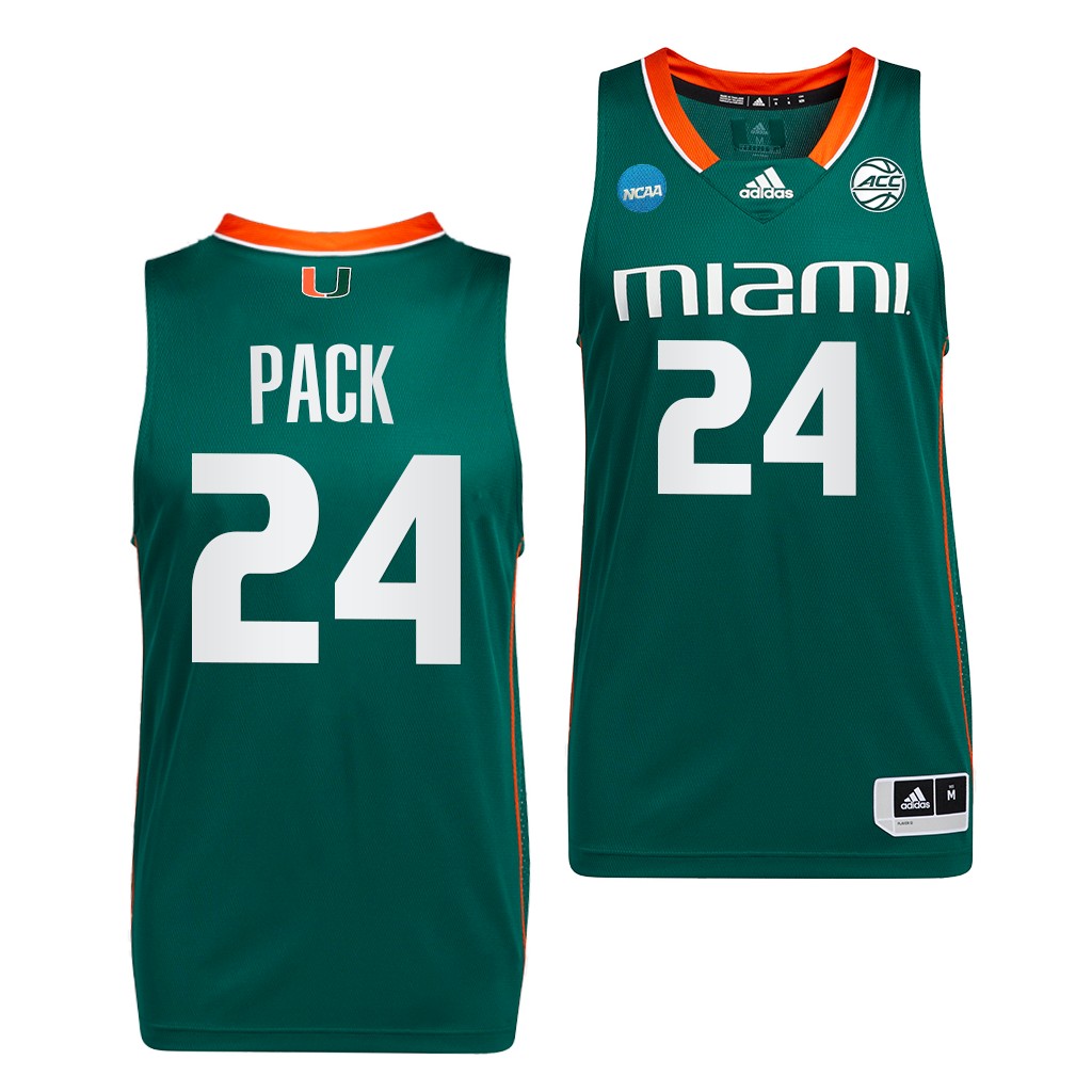 Nijel Pack Miami Hurricanes March Madness Green Mens Jersey #24 RCZFHGXV