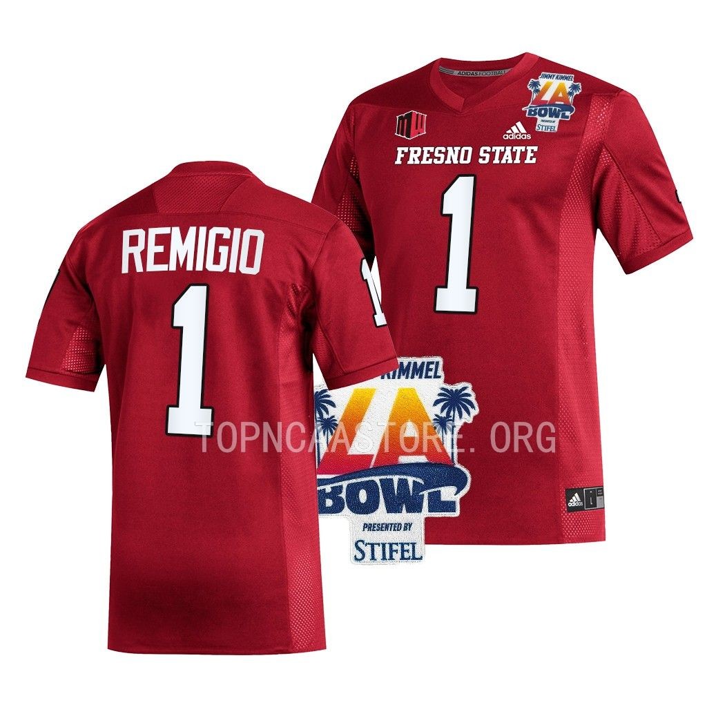 Nikko Remigio Fresno State Bulldogs LA Bowl Champions #1 Jersey Red Uniform QP8AFGXV