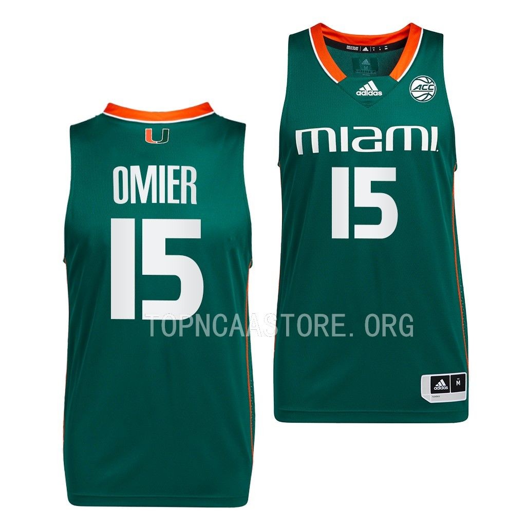 Norchad Omier #15 Miami Hurricanes Away Jersey Green BKAUAGXV