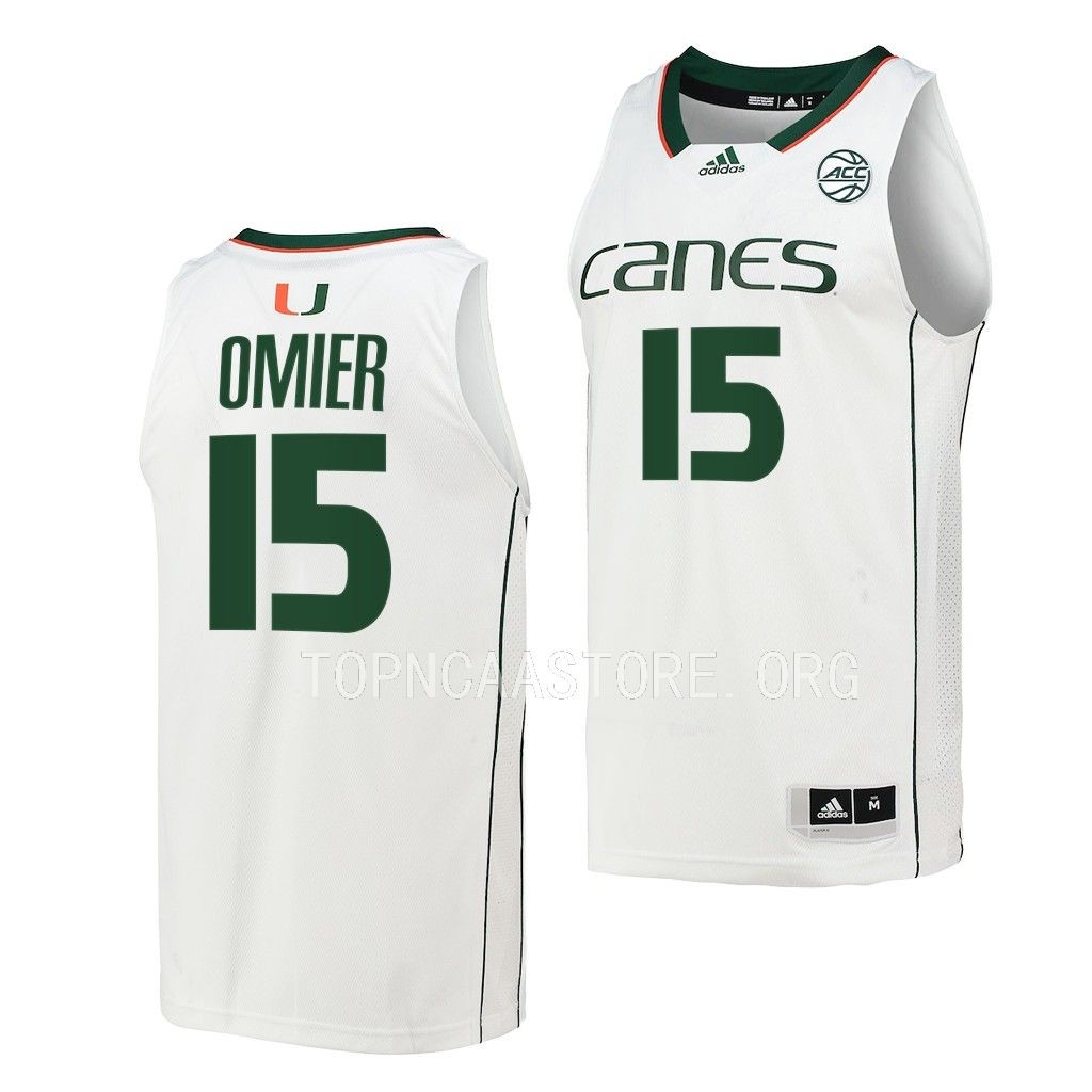 Norchad Omier #15 Miami Hurricanes Home Jersey White 83IEBGXV