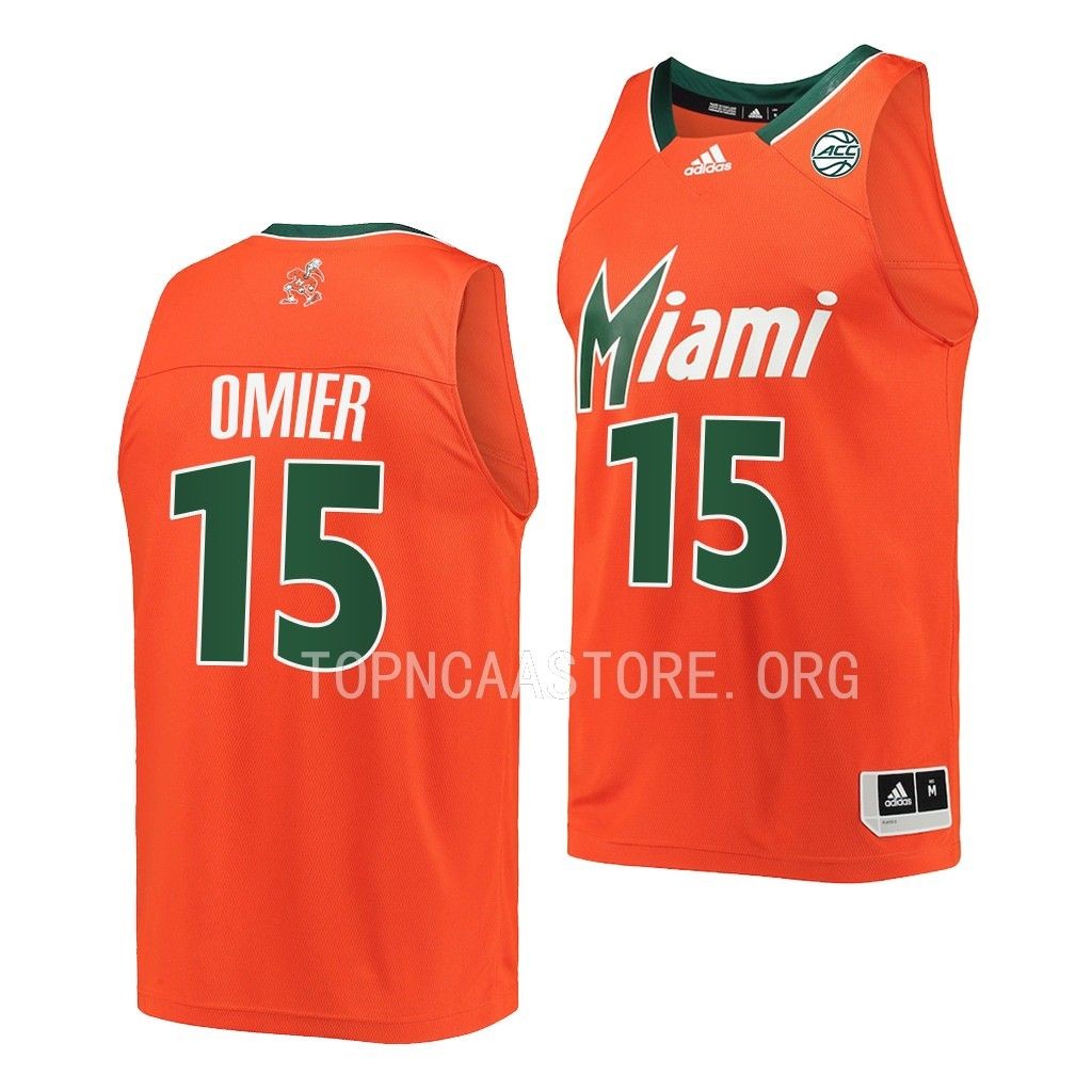 Norchad Omier #15 Miami Hurricanes Reverse Retro Jersey Orange IRXRUGXV