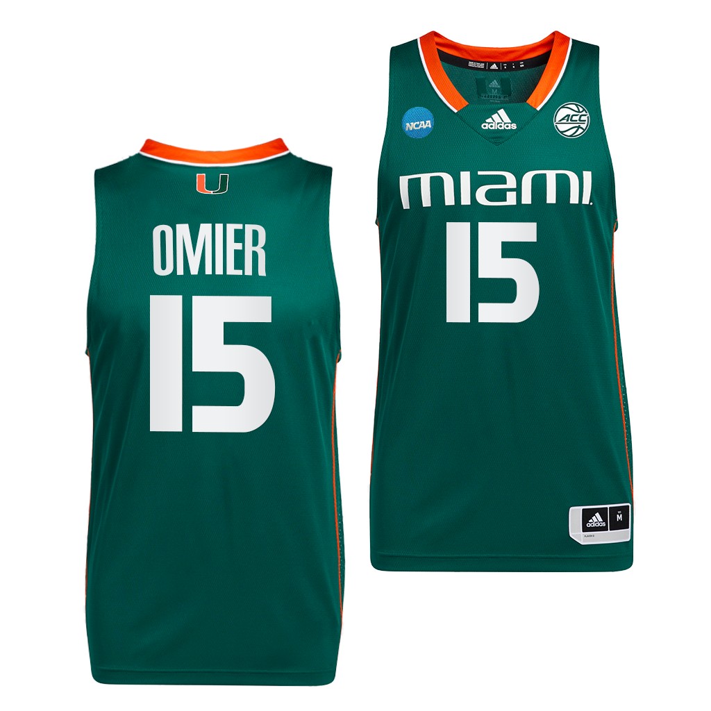 Norchad Omier Miami Hurricanes March Madness Green Mens Jersey #15 ZMLJMGXV