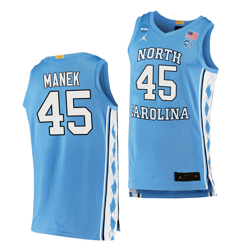 North Carolina Tar Heels Brady Manek March Madness uniform Blue #45 Sweet 16 Jersey 2LWX2GXV