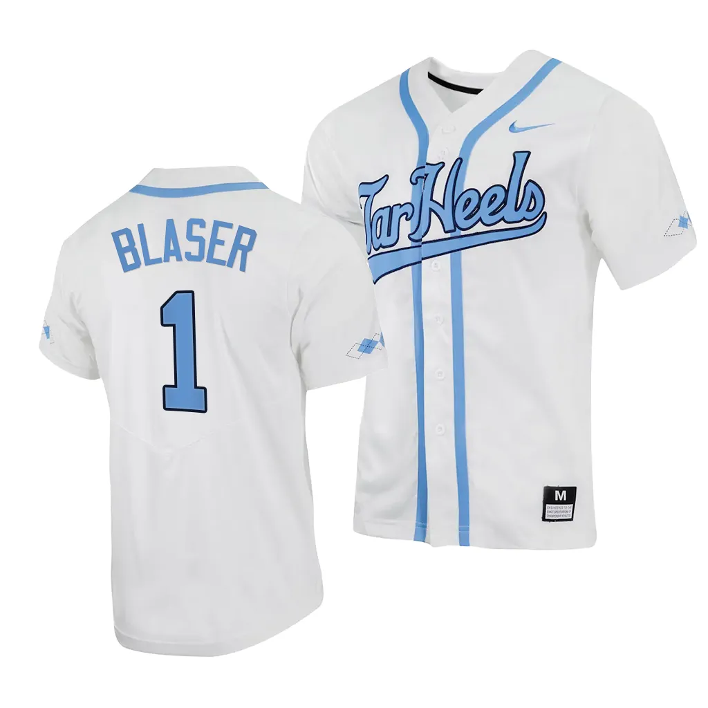 North Carolina Tar Heels Bryce Blaser White #1 Jersey Full-Button WQTL7GXV