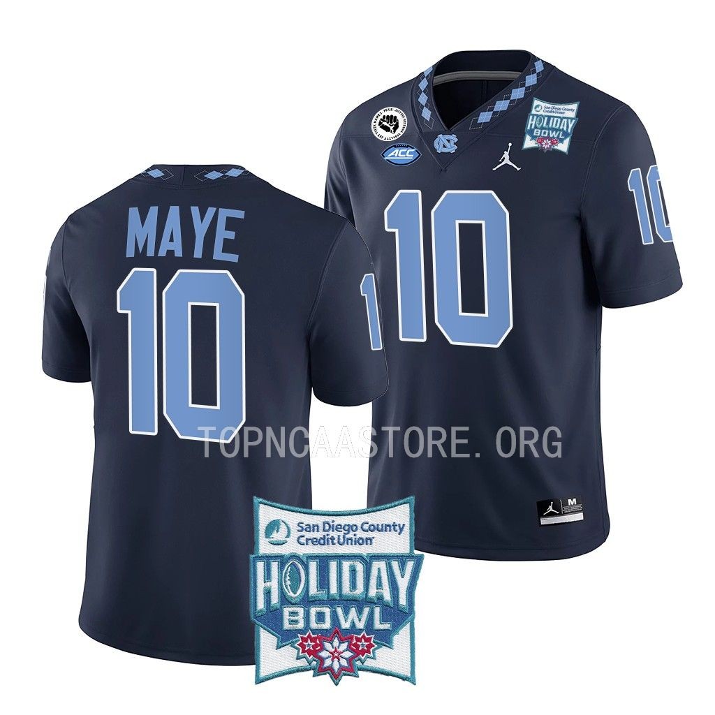 North Carolina Tar Heels Holiday Bowl Drake Maye #10 Navy Alternate Jersey MZGFKGXV