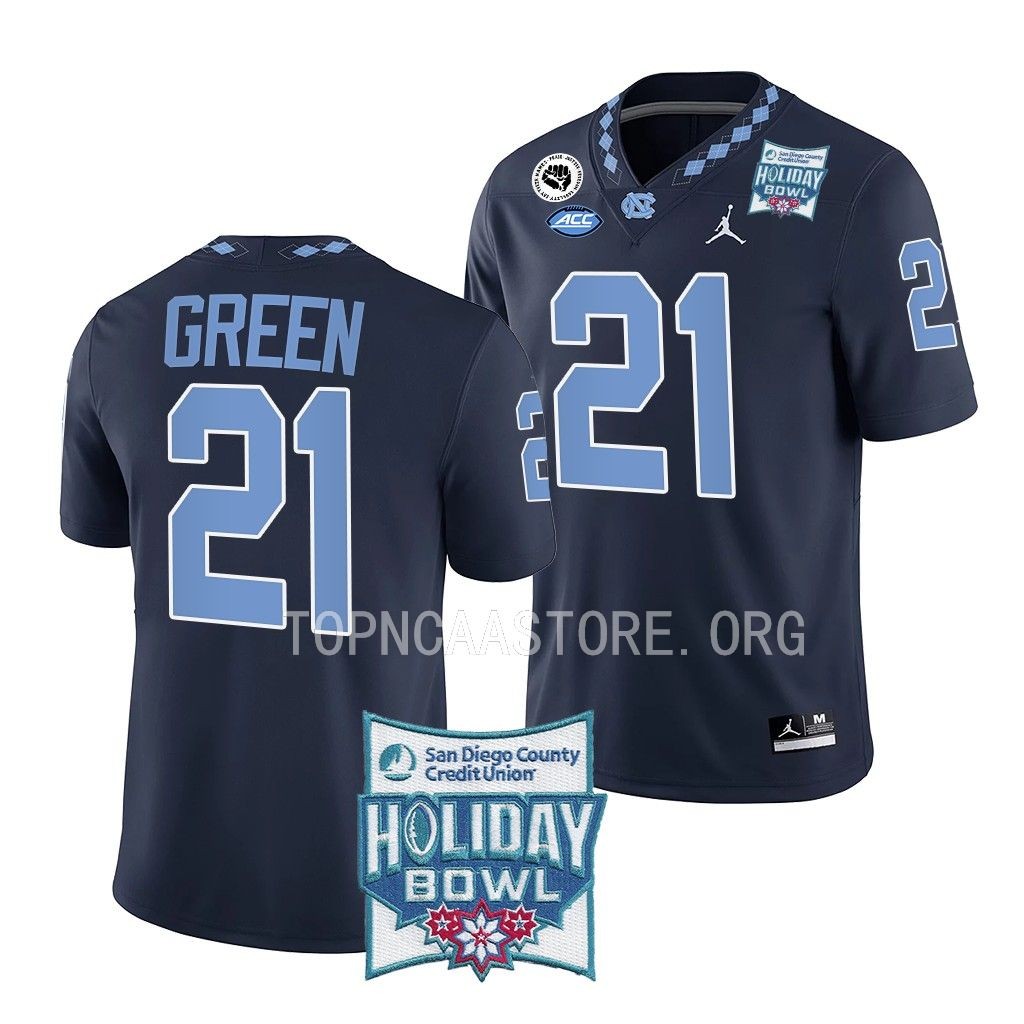 North Carolina Tar Heels Holiday Bowl Elijah Green #21 Navy Alternate Jersey 3RKZJGXV