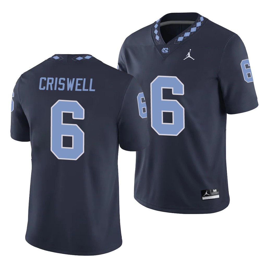 North Carolina Tar Heels Jacolby Criswell Navy College Game Jersey APNDDGXV