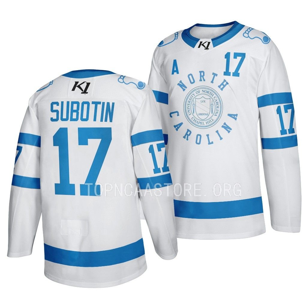 North Carolina Tar Heels Mischa Subotin Frozen Finley White #17 Stadium Series Jersey 1K913GXV