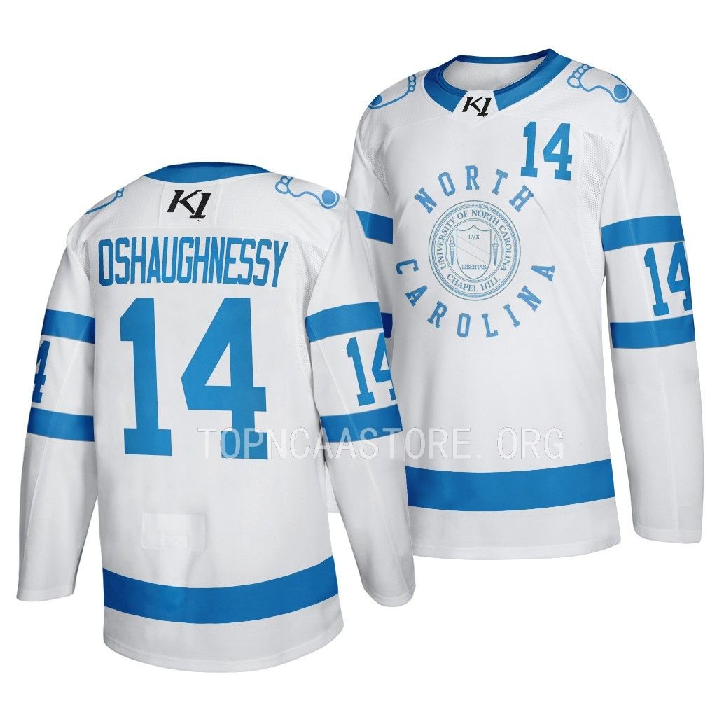 North Carolina Tar Heels Patrick Oshaughnessy Frozen Finley White #14 Stadium Series Jersey GQV4OGXV