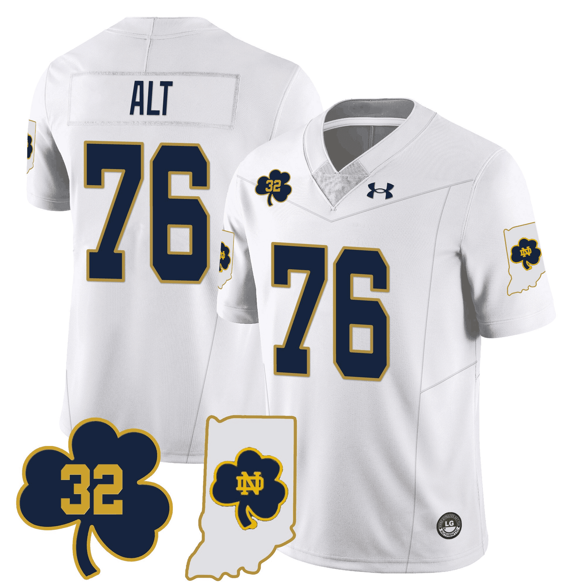 Notre Dame Fighting Irish Vapor Limited Jersey - Indiana Map - All Stitched #10 HQRK2GXV