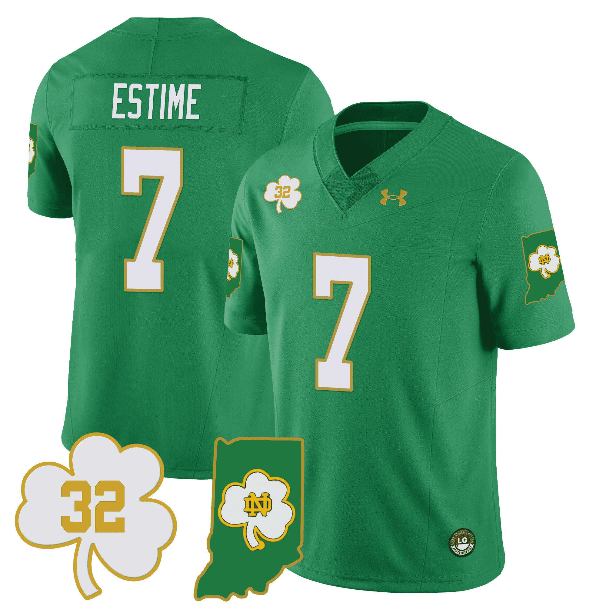 Notre Dame Fighting Irish Vapor Limited Jersey - Indiana Map - All Stitched #14 PTXCTGXV