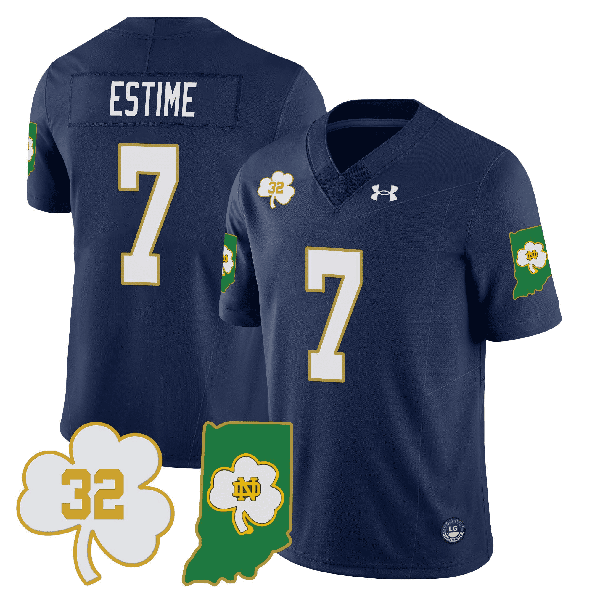 Notre Dame Fighting Irish Vapor Limited Jersey - Indiana Map - All Stitched #2 KC4NSGXV