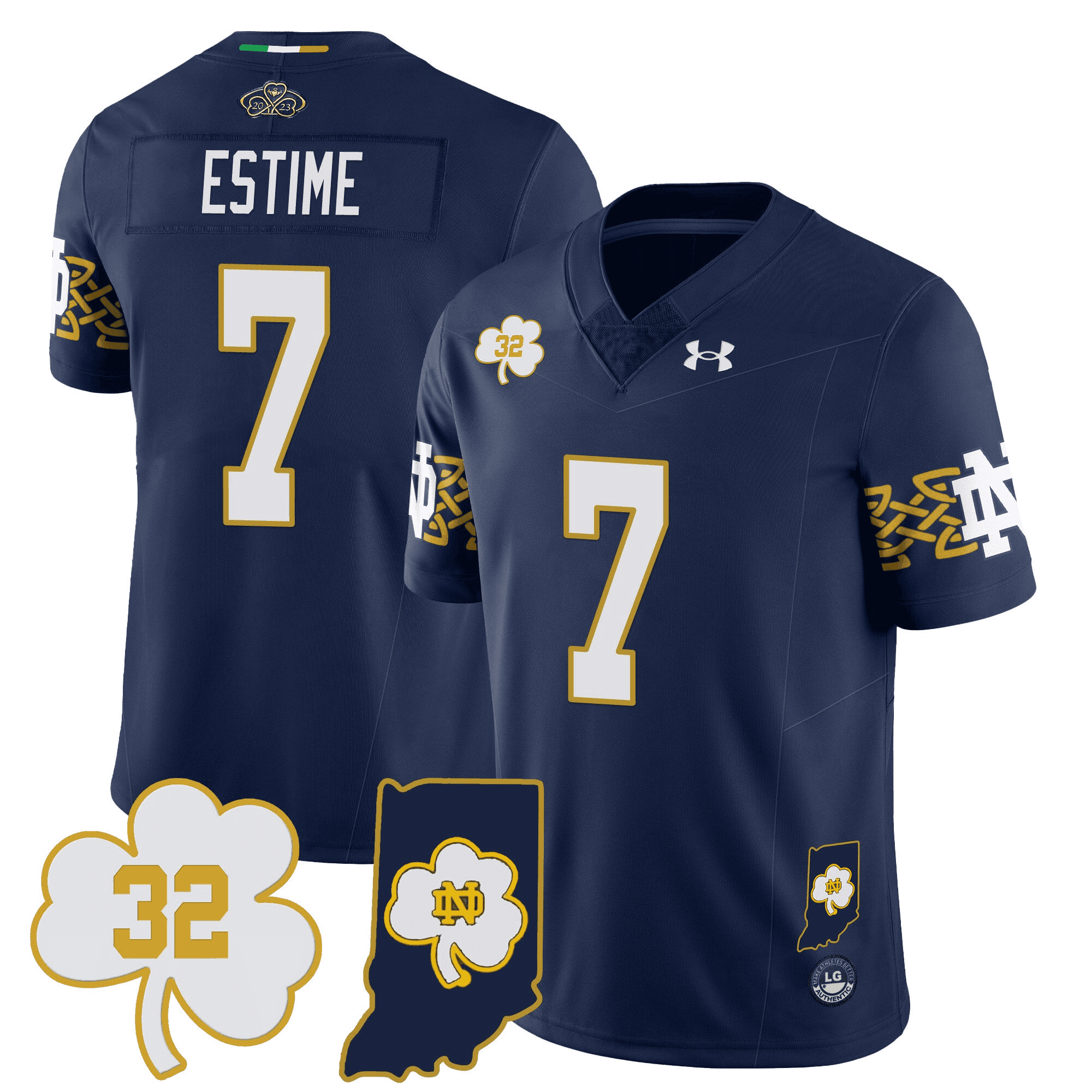 Notre Dame Fighting Irish Vapor Limited Jersey - Indiana Map - All Stitched #20 D1RJDGXV