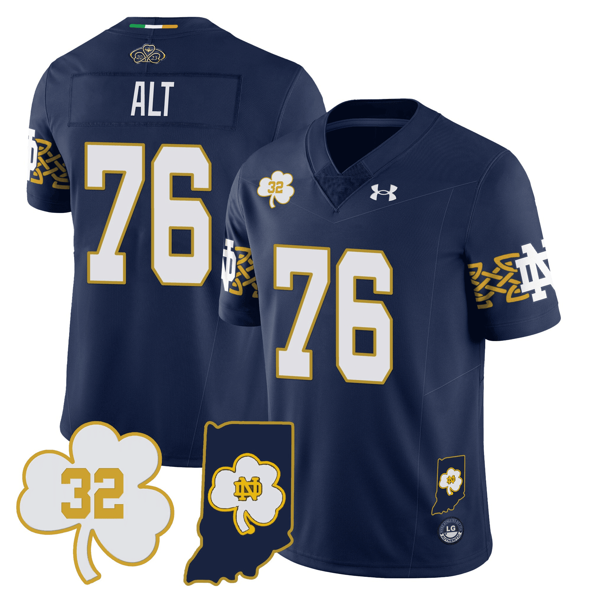 Notre Dame Fighting Irish Vapor Limited Jersey - Indiana Map - All Stitched #22 WTCUQGXV