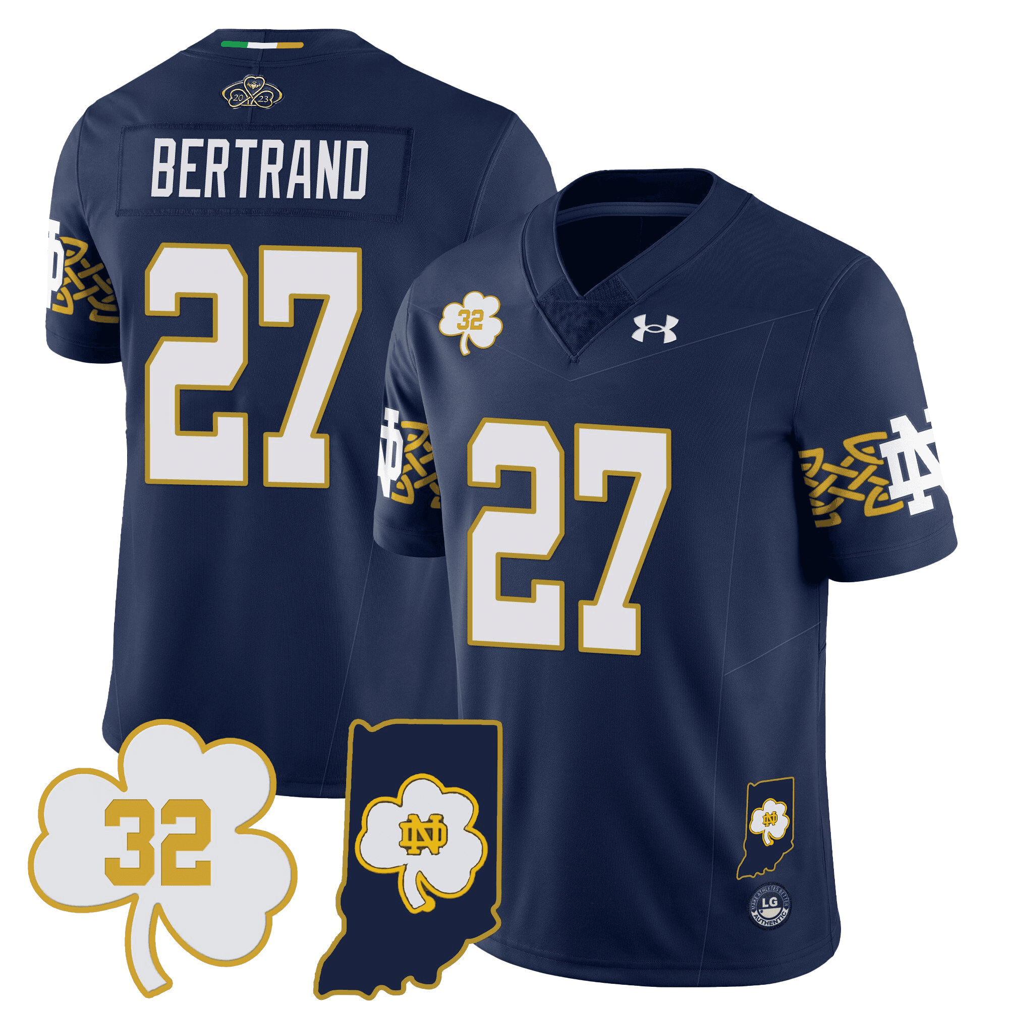 Notre Dame Fighting Irish Vapor Limited Jersey - Indiana Map - All Stitched #23 CEZ1RGXV