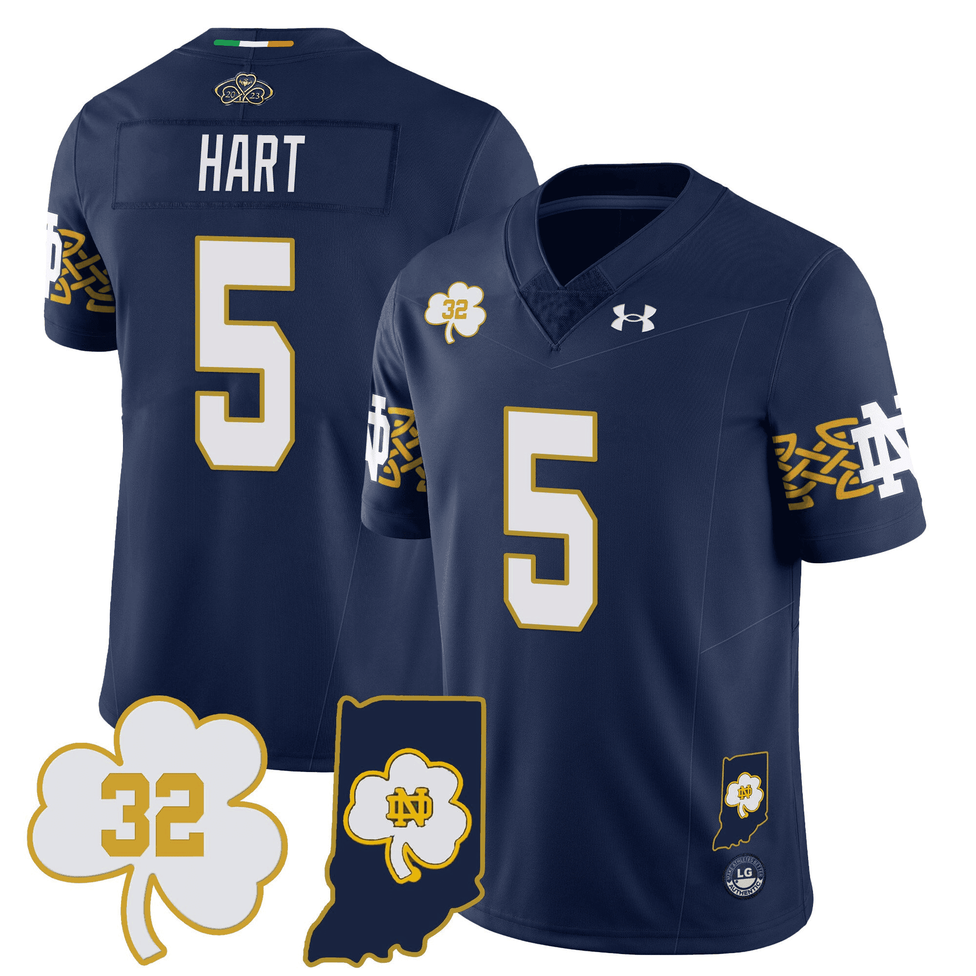 Notre Dame Fighting Irish Vapor Limited Jersey - Indiana Map - All Stitched #24 CKCYGGXV