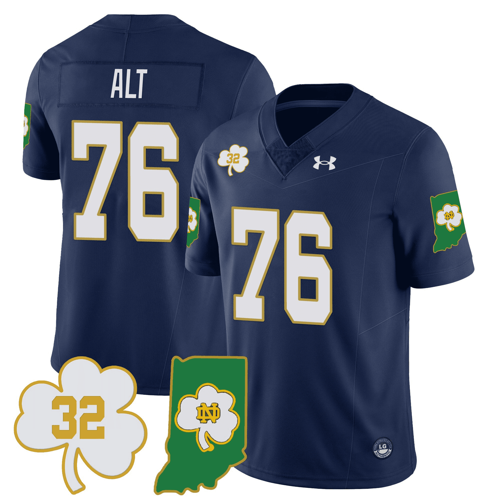 Notre Dame Fighting Irish Vapor Limited Jersey - Indiana Map - All Stitched #4 3ETZHGXV