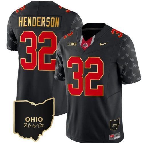 Ohio State Buckeyes Treveyon Henderson Jersey #32 College Football Alternate Black Gold Trim DGJG9GXV