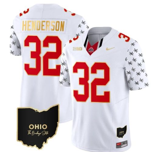 Ohio State Buckeyes Treveyon Henderson Jersey #32 College Football Alternate White Gold Trim 83KV2GXV