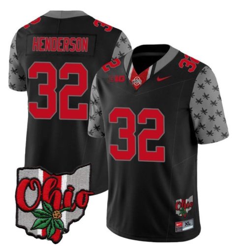 Ohio State Buckeyes Treveyon Henderson Jersey #32 College Football Stitched Alternate Black DQRP0GXV